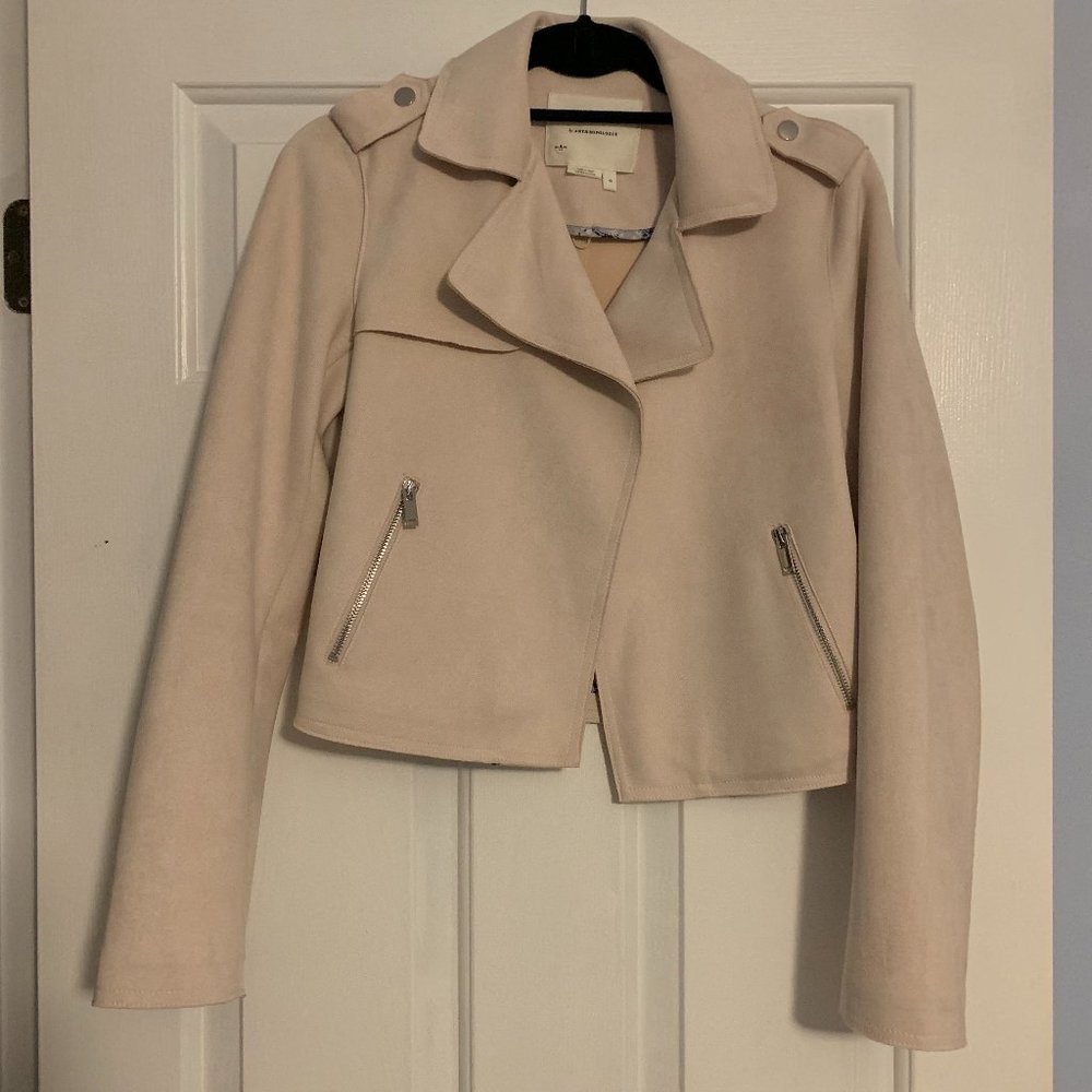 Anthropologie Suede Moto Jacket Light Pink XS